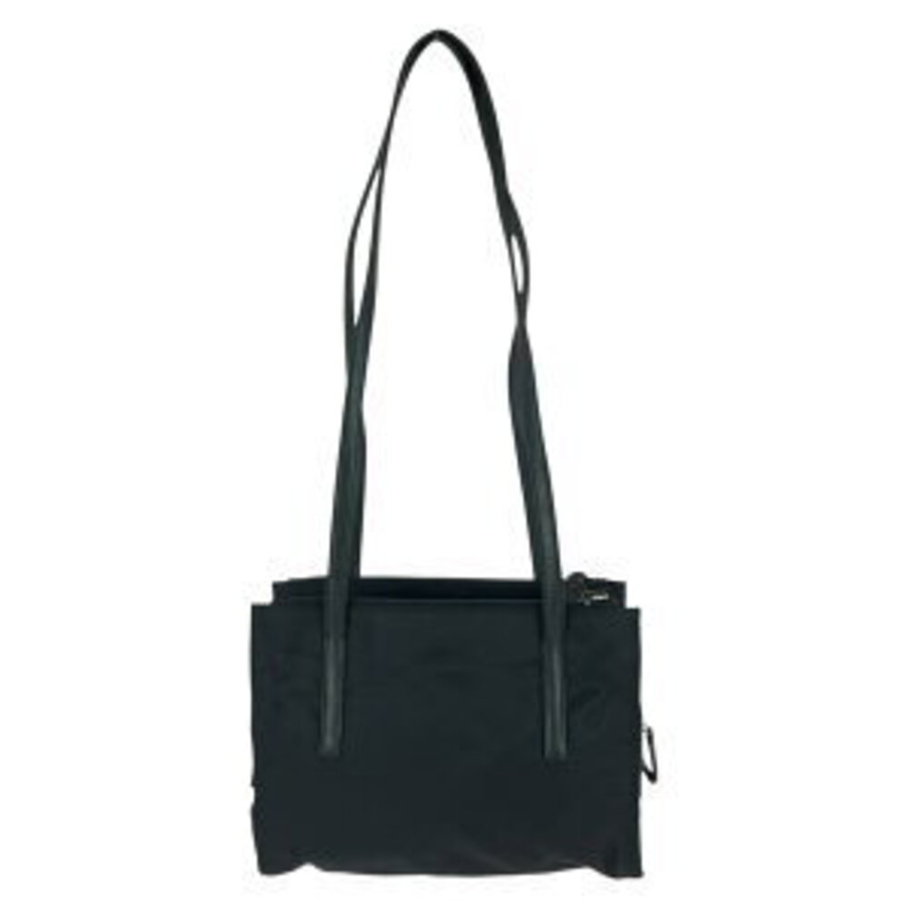 Prada bag triangular shoulder nylon plate tote black leather logo Tessuto